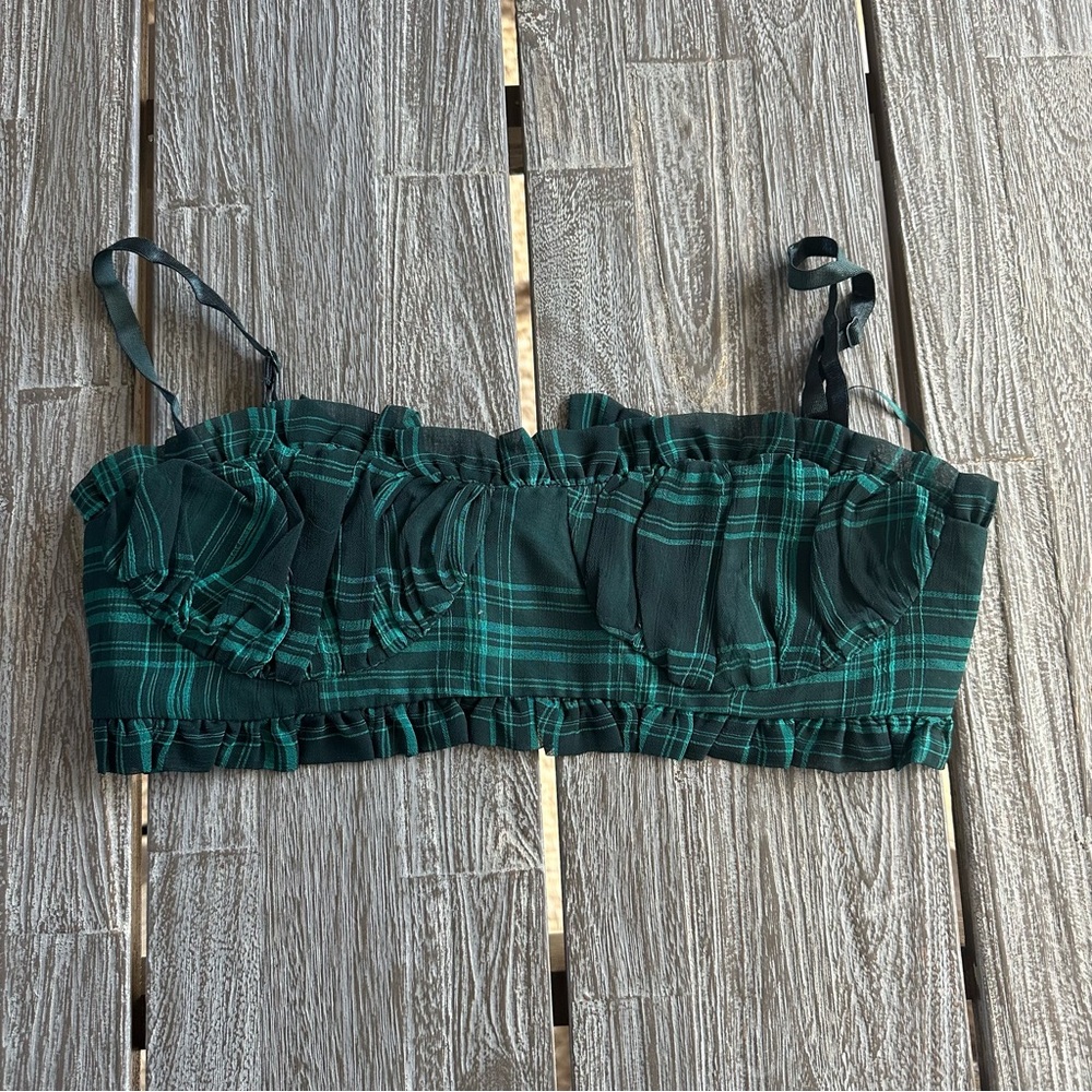 Superdown plaid ruffle bralette top size small